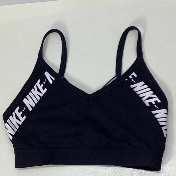 Nike Black Sports Bra with V-Neck and Elastic Band - Picture 1 of 6